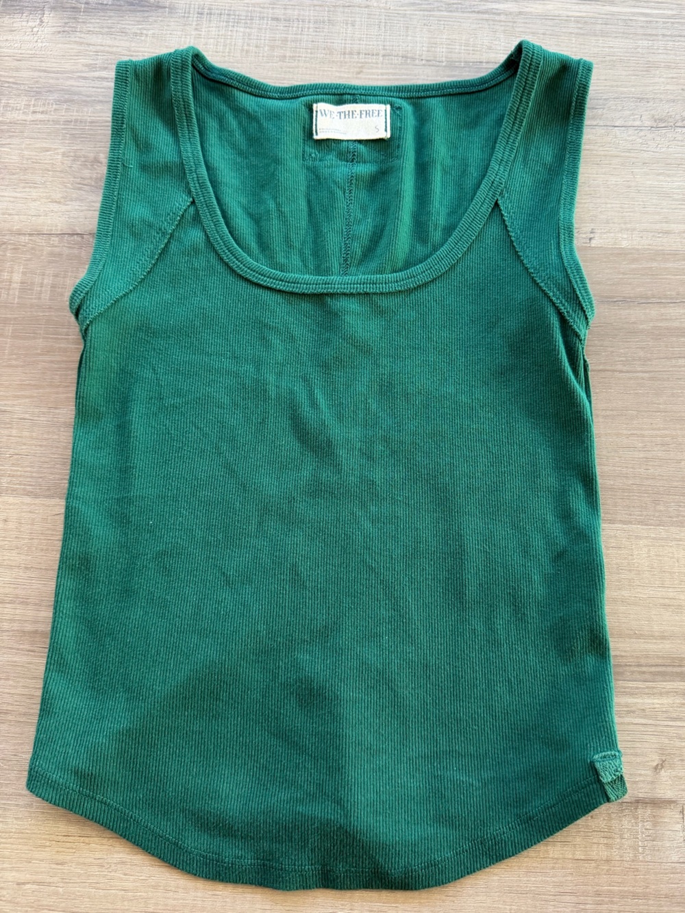 We The Free Green Ribbed Scoop Neck Tank